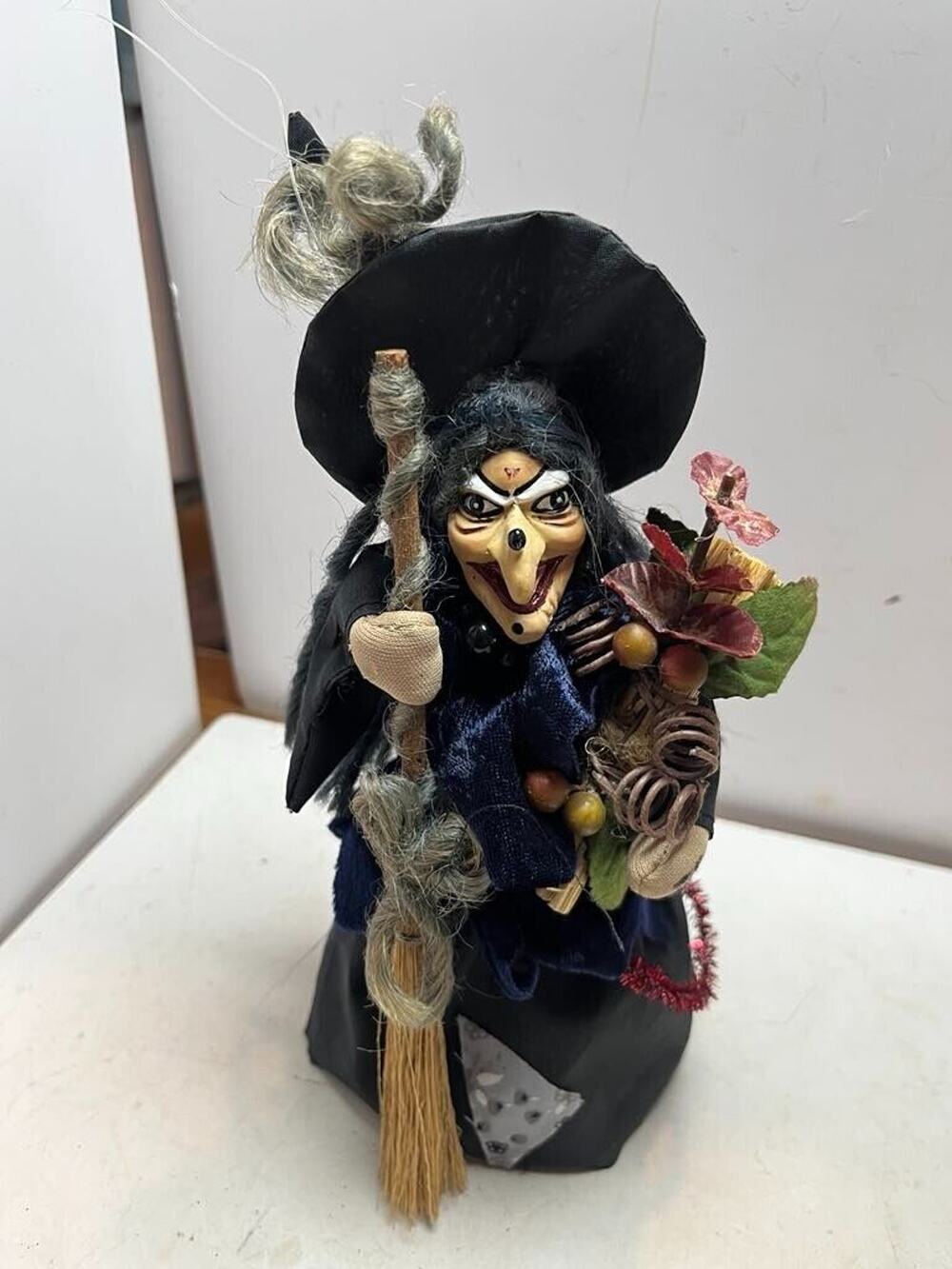 Show Stoppers Witch With Broom Hanging 8.5” Halloween Ornament Figure